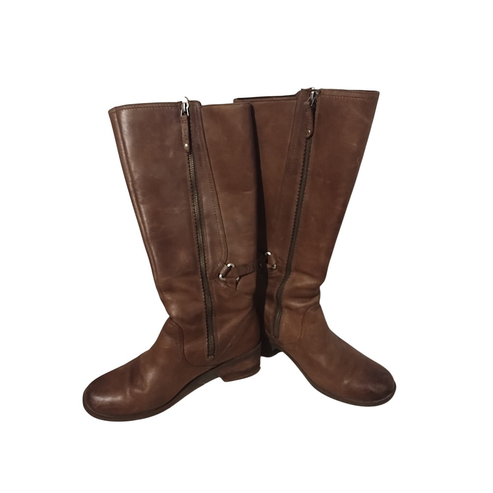 TEVA  FOXY Leather Tall Zip Up Boots Women's 9 Brown Western Festival Cowgirl
